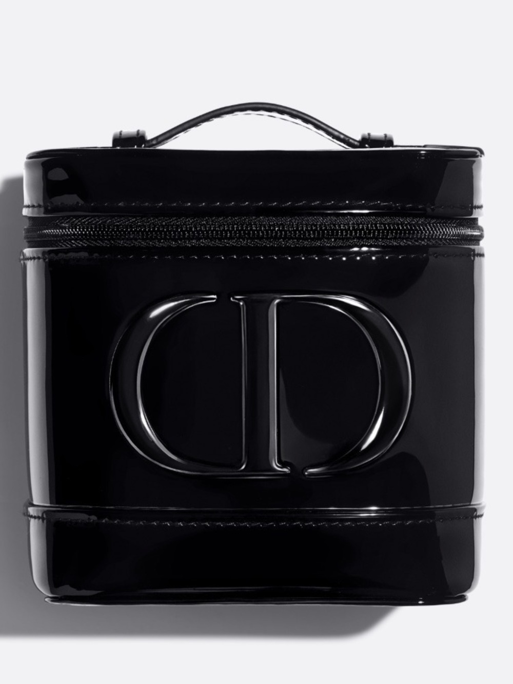 DIOR Beauty Black Patent CD Logo Vanity Case Makeup Bag Cosmetic Box NEW